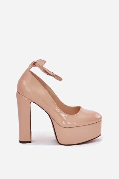 Lacquered High Heel And Platform Pumps Beige Nianka 2