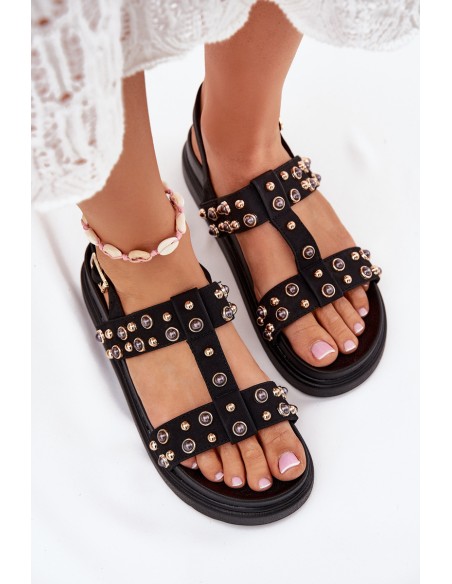 Embellished Women's Platform Sandals Black Mailisa