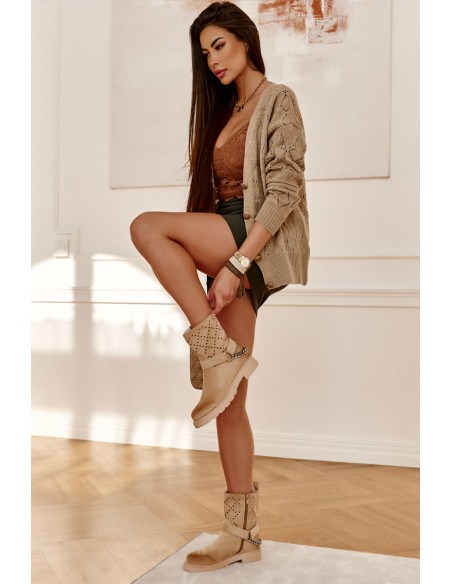 Openwork Booties With A Zipper With A Chain Beige Chantelle