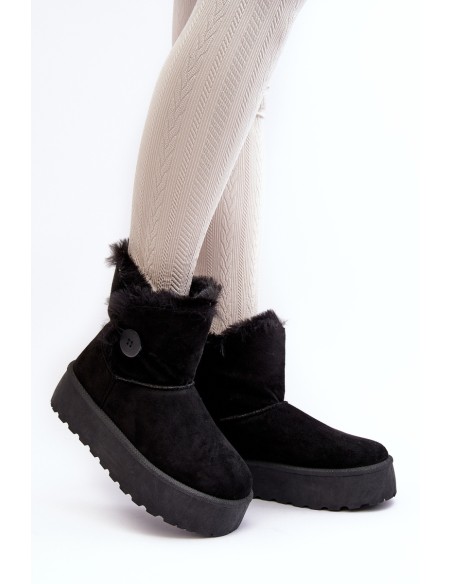 Women's Platform Snow Boots with Fur Black Wikasem