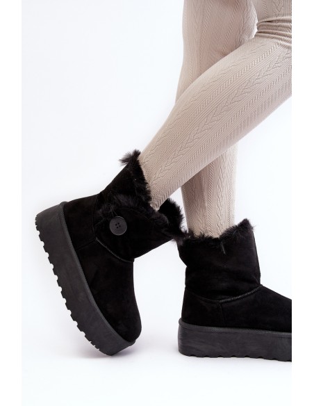 Women's Platform Snow Boots with Fur Black Wikasem