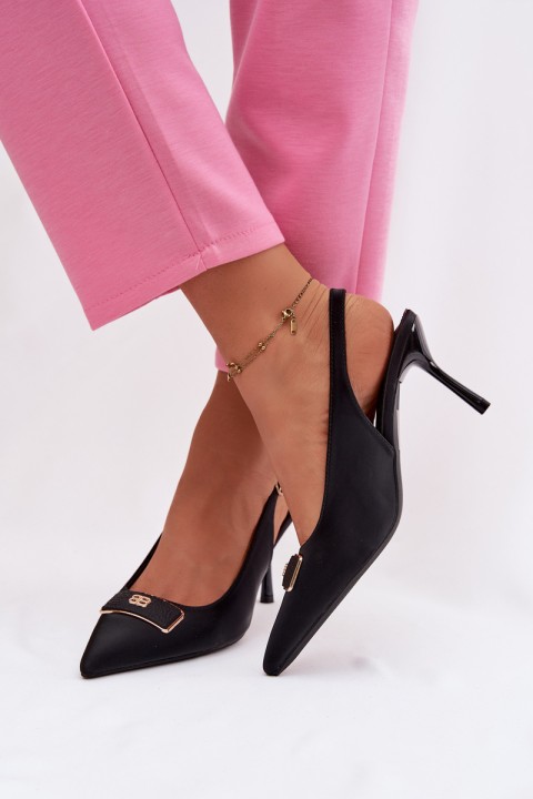 Women's Heeled Sandals with Decorative Detail Black Lurella