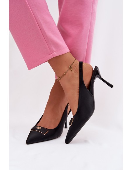 Women's Heeled Sandals with Decorative Detail Black Lurella