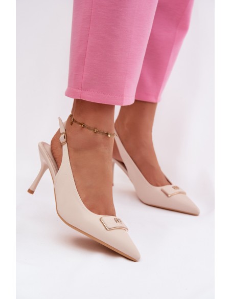 Moteriškos basutės su kulniukais ir dekoratyvinėmis detalėmis, šviesiai smėlio spalvos, „Lurella“
