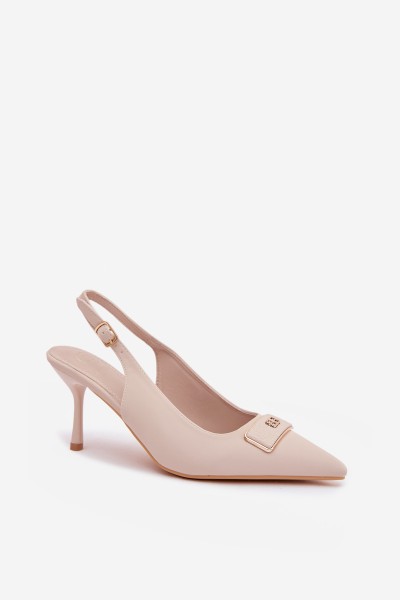 Women's Heeled Sandals with Decorative Detail Light Beige Lurella 2