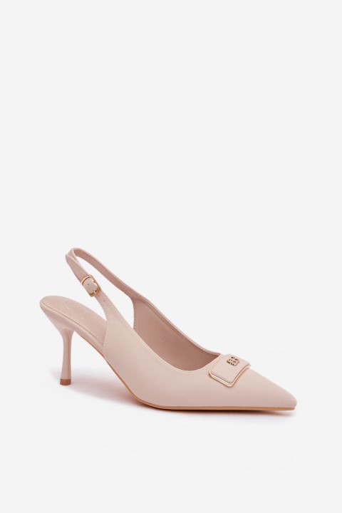 Moteriškos basutės su kulniukais ir dekoratyvinėmis detalėmis, šviesiai smėlio spalvos, „Lurella“