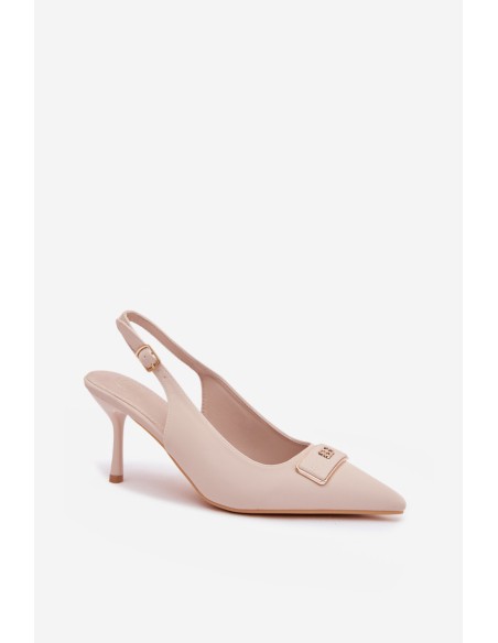 Moteriškos basutės su kulniukais ir dekoratyvinėmis detalėmis, šviesiai smėlio spalvos, „Lurella“