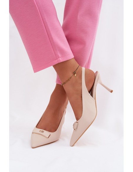 Moteriškos basutės su kulniukais ir dekoratyvinėmis detalėmis, šviesiai smėlio spalvos, „Lurella“