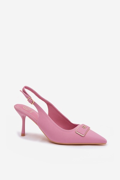 Women's Pink Heeled Sandals with Decorative Detail Lurella 2