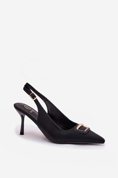 Women's Heeled Sandals with Decorative Detail Black Lurella 2