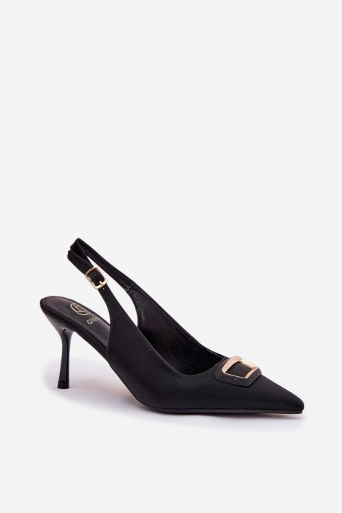 Women's Heeled Sandals with Decorative Detail Black Lurella