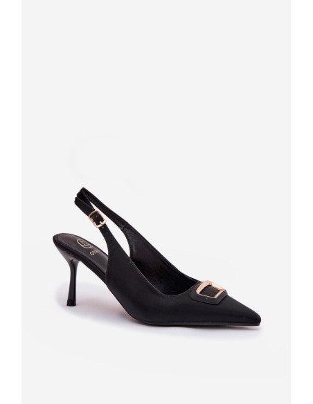 Women's Heeled Sandals with Decorative Detail Black Lurella