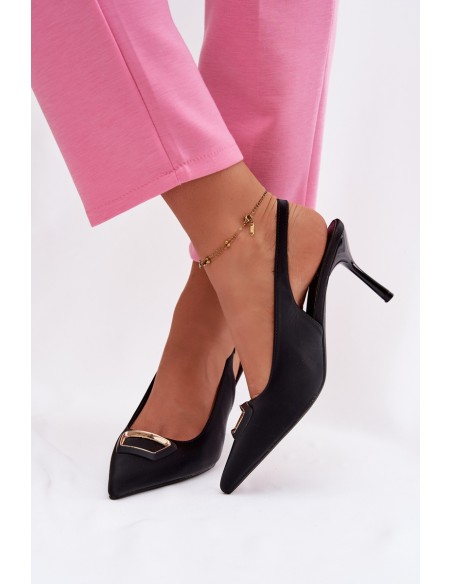 Women's Heeled Sandals with Decorative Detail Black Lurella