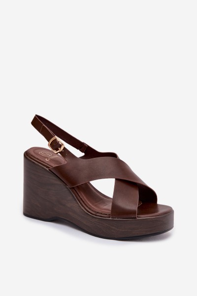 Women's Eco Leather Sandals On Wedge Chocolate Janivra 2
