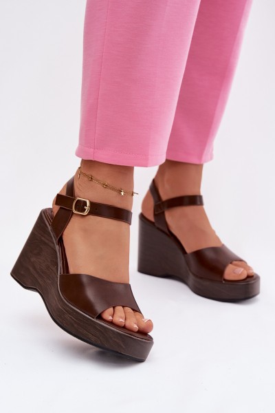 Women's Platform Sandals Eco Leather Chocolate Parilisse