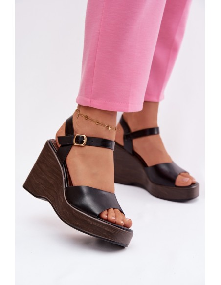 Women's Platform Sandals Eco Leather Black Parilisse