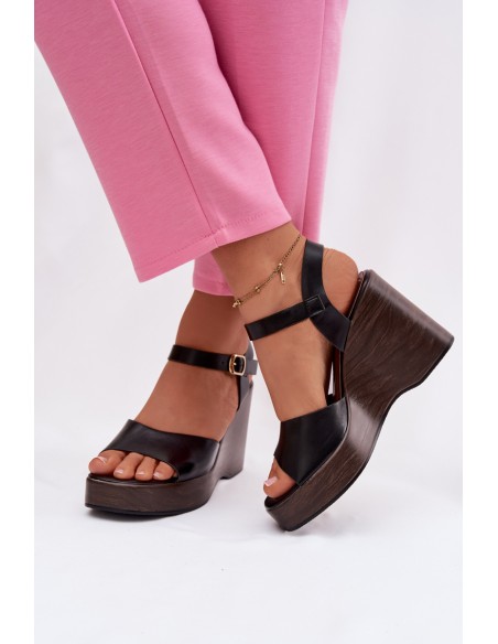 Women's Platform Sandals Eco Leather Black Parilisse