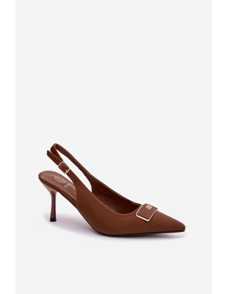 Moteriškos aukštakulnės basutės su dekoratyvinėmis detalėmis šokolado spalvos „Lurella“