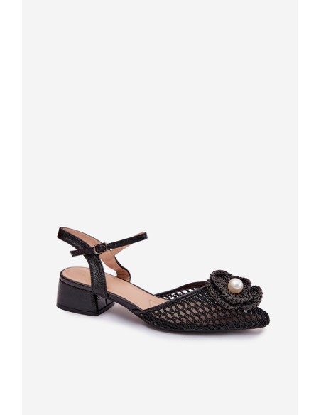 Women's Block Heel Sandals With Decorative Detail Black Vionessa