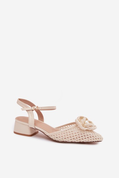 Women's Block Heel Sandals With Decorative Detail Light Beige Vionessa 2