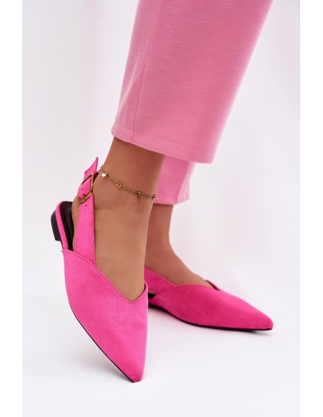 Pale Pink Eco Suede Ballerinas with Gold Buckle Palerra