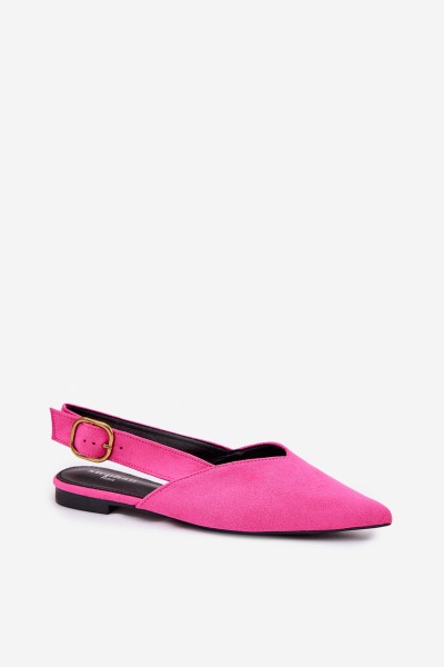 Pale Pink Eco Suede Ballerinas with Gold Buckle Palerra 2