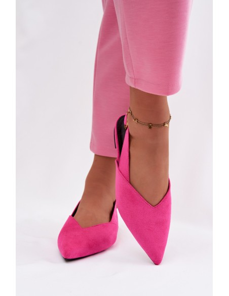 Pale Pink Eco Suede Ballerinas with Gold Buckle Palerra