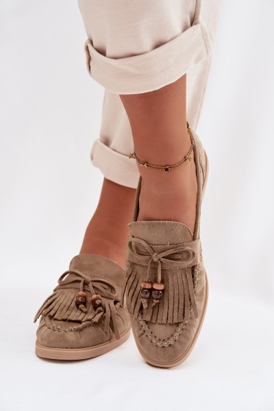 Women's Loafers With Fringes And Beads Green Teressa