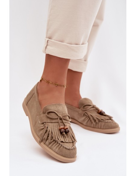 Moteriški mokasinai su kutais ir karoliukais žalios spalvos Teressa