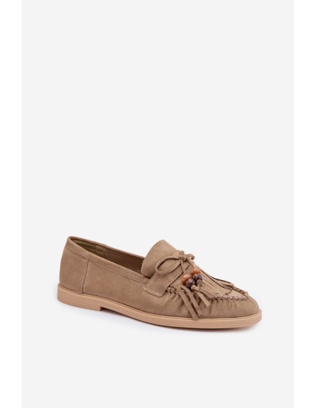 Moteriški mokasinai su kutais ir karoliukais žalios spalvos Teressa