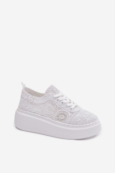 Crochet Women's Platform Sneakers White Evalora 2