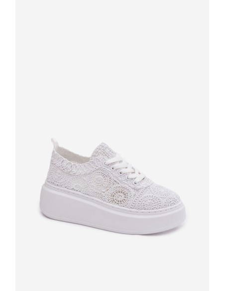 Crochet Women's Platform Sneakers White Evalora