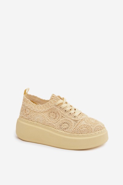 Women's Crochet Sneakers Platform Yellow Evalora 2
