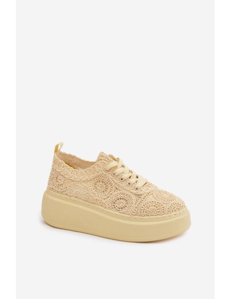 Women's Crochet Sneakers Platform Yellow Evalora