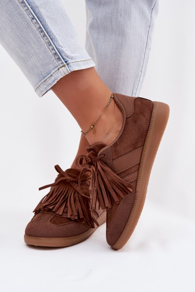 Women's Sneakers With Fringes Brown Dorivelle