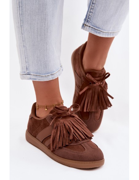 Women's Sneakers With Fringes Brown Dorivelle