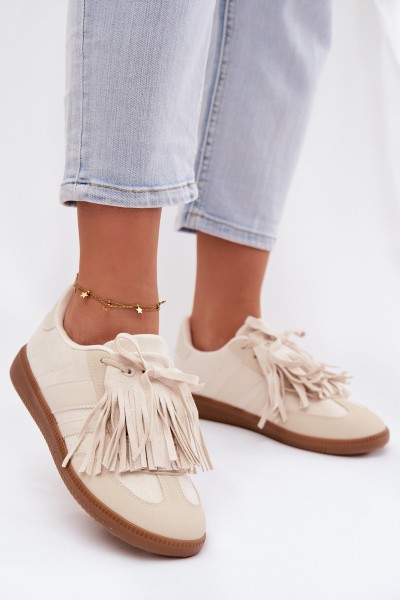 Women's Sneakers With Fringes Beige Dorivelle
