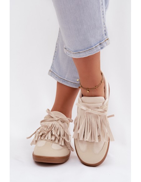 Women's Sneakers With Fringes Beige Dorivelle