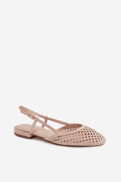 Perforated Beige Eco Suede Ballerinas Farivelle 2
