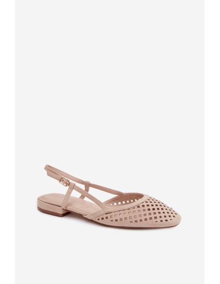 Perforated Beige Eco Suede Ballerinas Farivelle