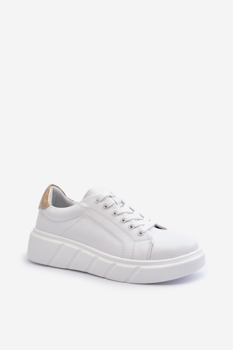 White Women's Leather Platform Sneakers Danida