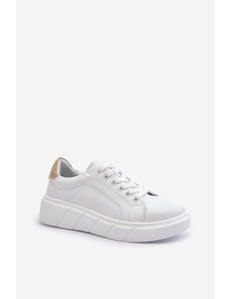 White Women's Leather Platform Sneakers Danida