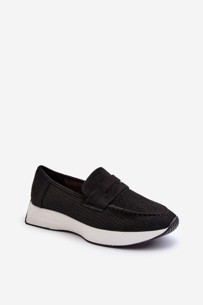 Women's Platform Loafers in Black Eco Suede Inesqua 2