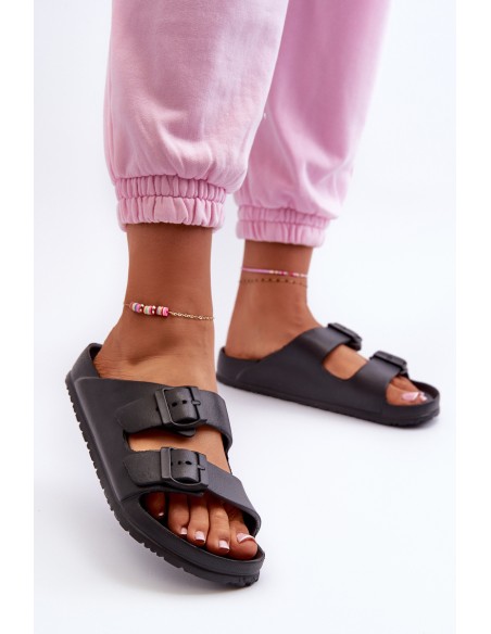 Women's Foam Flip-Flops with Buckles Black Luciene