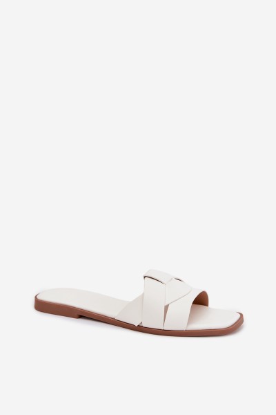 Women's Flat White Slides With Straps Marissae 2
