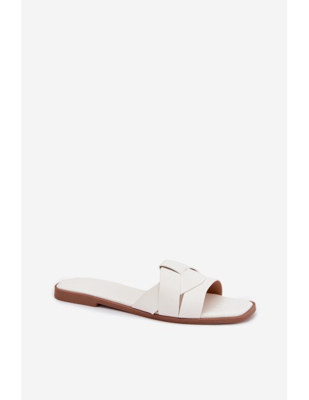 Women's Flat White Slides With Straps Marissae