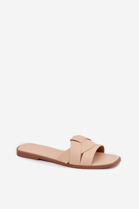 Women's Flat Beige Slides With Straps Marissae