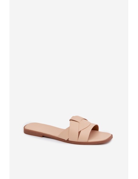Women's Flat Beige Slides With Straps Marissae