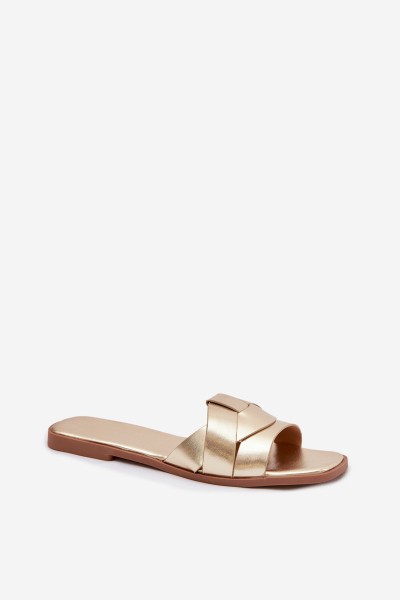 Women's Flat Gold Slides with Straps Marissae 2
