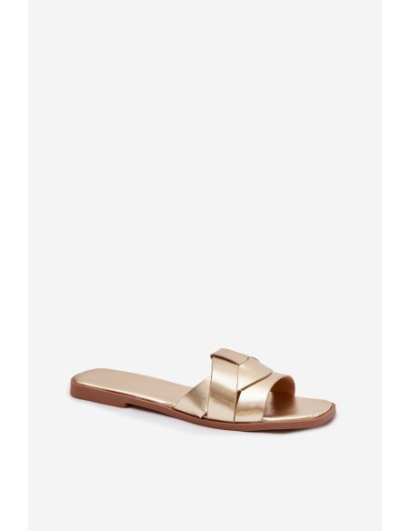 Women's Flat Gold Slides with Straps Marissae